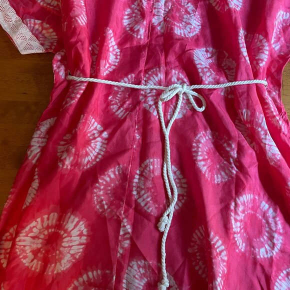 NWOT Size Medium Calypso St. Barth for Target silk pink white tie-dye caftan - Picture 7 of 11